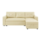 Divano componibile reversibile con letto estraibile, chaise longue con contenitore nascosto e gambe resistenti