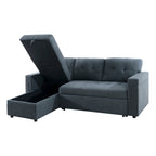 Divano componibile reversibile con letto estraibile, chaise longue con contenitore nascosto e gambe resistenti