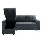 Divano componibile reversibile con letto estraibile, chaise longue con contenitore nascosto e gambe resistenti
