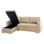 Divano componibile reversibile con letto estraibile, chaise longue con contenitore nascosto e gambe resistenti