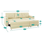 Divano componibile reversibile con letto estraibile, chaise longue con contenitore nascosto e gambe resistenti