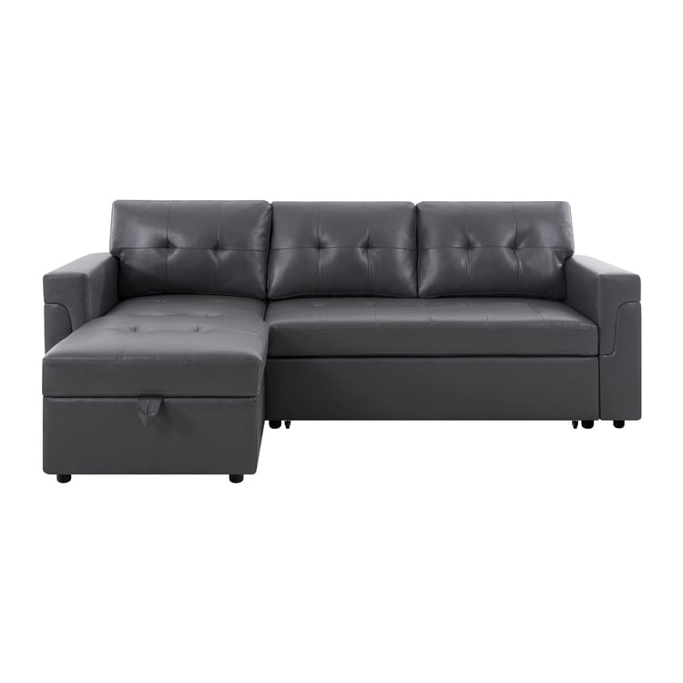 Divano componibile reversibile con letto estraibile, chaise longue con contenitore nascosto e gambe resistenti