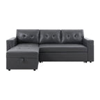 Divano componibile reversibile con letto estraibile, chaise longue con contenitore nascosto e gambe resistenti
