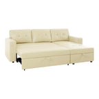 Divano componibile reversibile con letto estraibile, chaise longue con contenitore nascosto e gambe resistenti