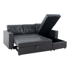 Divano componibile reversibile con letto estraibile, chaise longue con contenitore nascosto e gambe resistenti