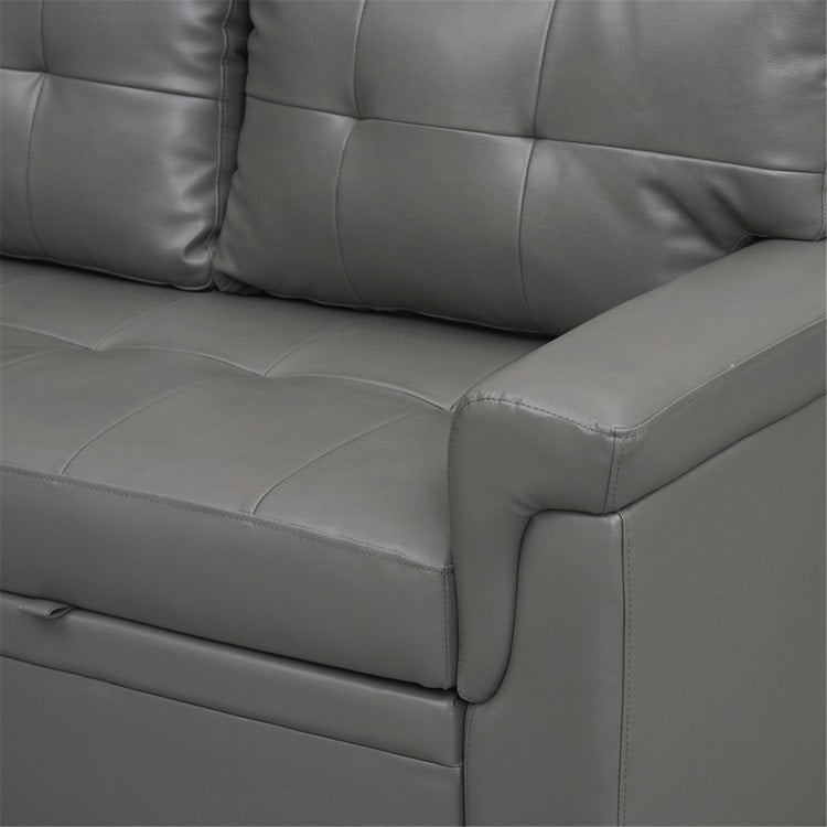 Divano componibile reversibile con letto estraibile, chaise longue con contenitore nascosto e gambe resistenti