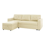 Divano componibile reversibile con letto estraibile, chaise longue con contenitore nascosto e gambe resistenti