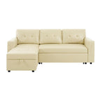 Divano componibile reversibile con letto estraibile, chaise longue con contenitore nascosto e gambe resistenti