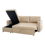 Divano componibile reversibile con letto estraibile, chaise longue con contenitore nascosto e gambe resistenti