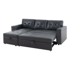 Divano componibile reversibile con letto estraibile, chaise longue con contenitore nascosto e gambe resistenti