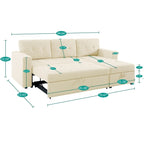 Divano componibile reversibile con letto estraibile, chaise longue con contenitore nascosto e gambe resistenti