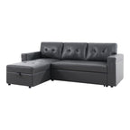 Divano componibile reversibile con letto estraibile, chaise longue con contenitore nascosto e gambe resistenti
