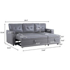 Divano componibile reversibile con letto estraibile, chaise longue con contenitore nascosto e gambe resistenti