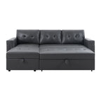 Divano componibile reversibile con letto estraibile, chaise longue con contenitore nascosto e gambe resistenti