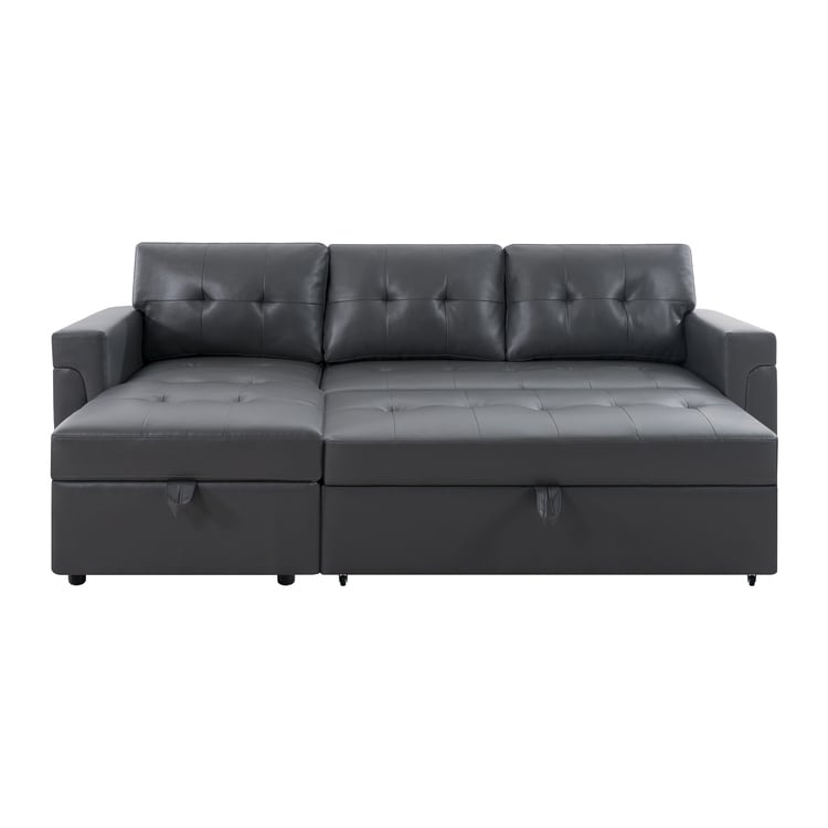 Divano componibile reversibile con letto estraibile, chaise longue con contenitore nascosto e gambe resistenti