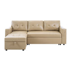 Divano componibile reversibile con letto estraibile, chaise longue con contenitore nascosto e gambe resistenti