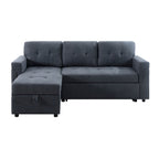Divano componibile reversibile con letto estraibile, chaise longue con contenitore nascosto e gambe resistenti