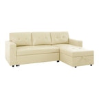 Divano componibile reversibile con letto estraibile, chaise longue con contenitore nascosto e gambe resistenti