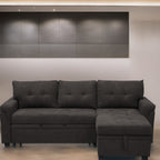 Divano componibile reversibile con letto estraibile, chaise longue con contenitore nascosto, gambe resistenti,