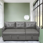 Divano componibile reversibile con letto estraibile, chaise longue con contenitore nascosto, gambe resistenti,