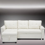 Divano componibile reversibile con letto estraibile, chaise longue con contenitore nascosto, gambe resistenti,