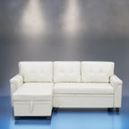 Divano componibile reversibile con letto estraibile, chaise longue con contenitore nascosto, gambe resistenti,