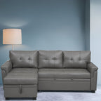 Divano componibile reversibile con letto estraibile, chaise longue con contenitore nascosto, gambe resistenti,