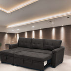 Divano componibile reversibile con letto estraibile, chaise longue con contenitore nascosto, gambe resistenti,