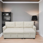 Divano componibile reversibile con letto estraibile, chaise longue con contenitore nascosto, gambe resistenti,