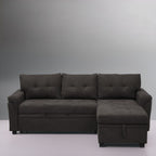 Divano componibile reversibile con letto estraibile, chaise longue con contenitore nascosto, gambe resistenti,