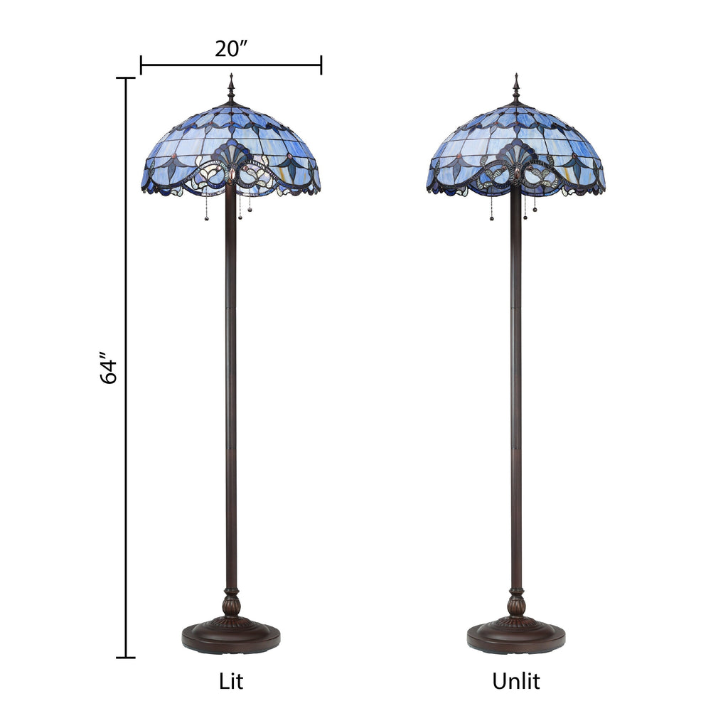 Lampada da terra River of Goods Allistar in vetro colorato e resina, 3 luci, altezza 64 pollici - 20L x 20W x 64H