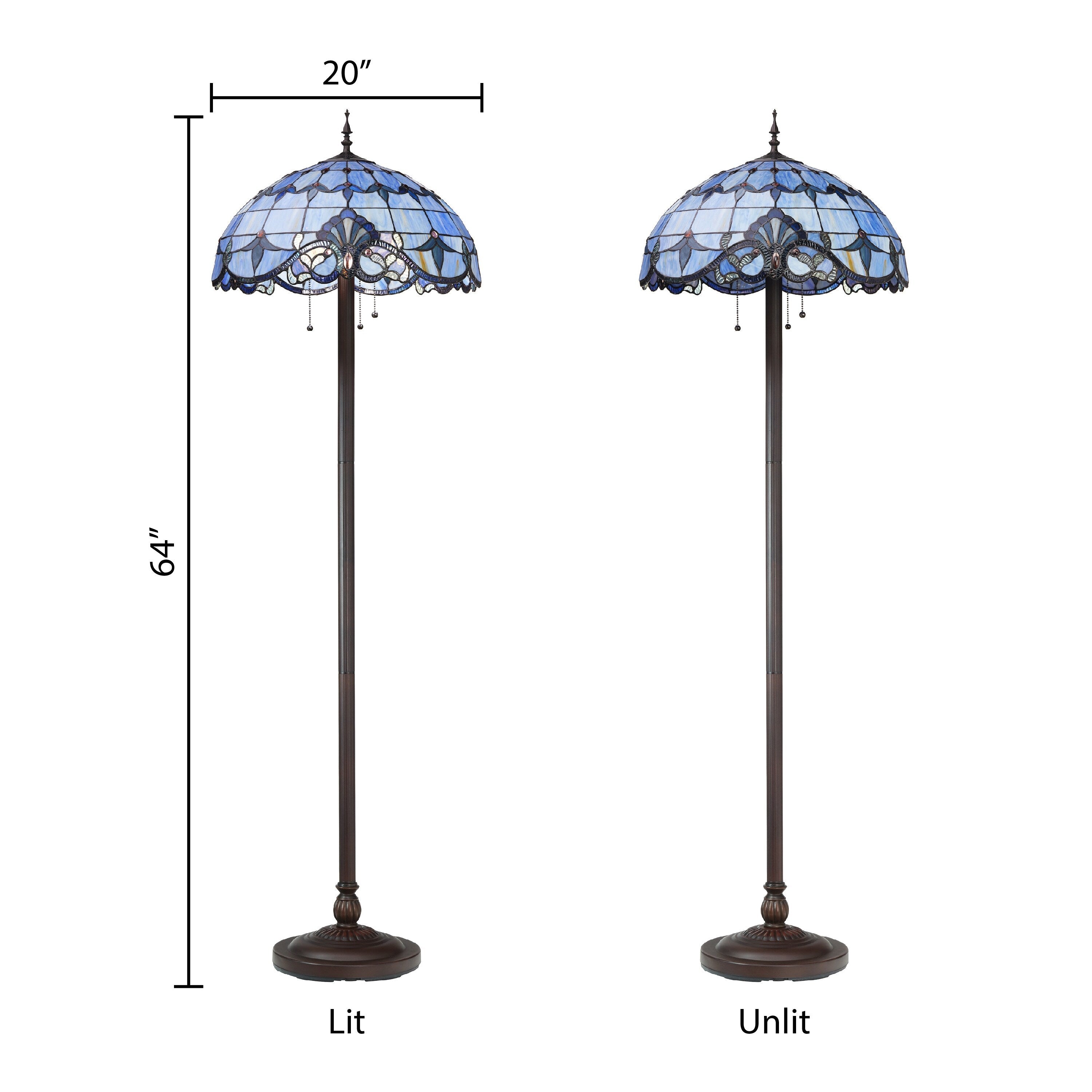 Lampada da terra River of Goods Allistar in vetro colorato e resina, 3 luci, altezza 64 pollici - 20L x 20W x 64H