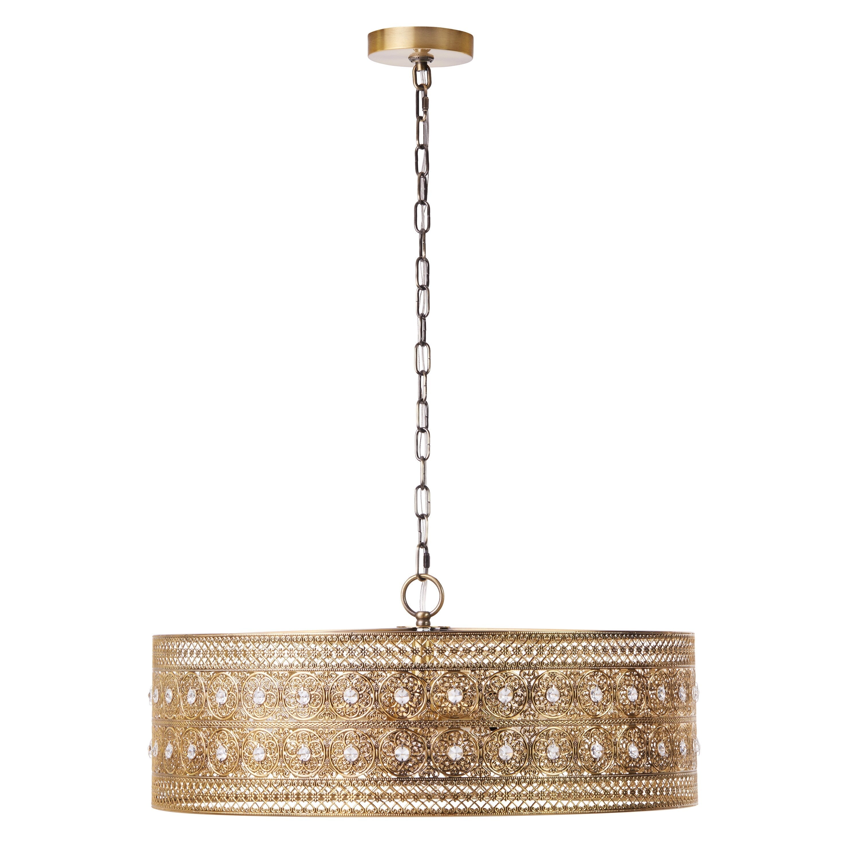 Lampadario River of Goods Bryar in ottone e cristallo da 23,5 W a 3 luci - 23,5 x 23,5 x 61,5