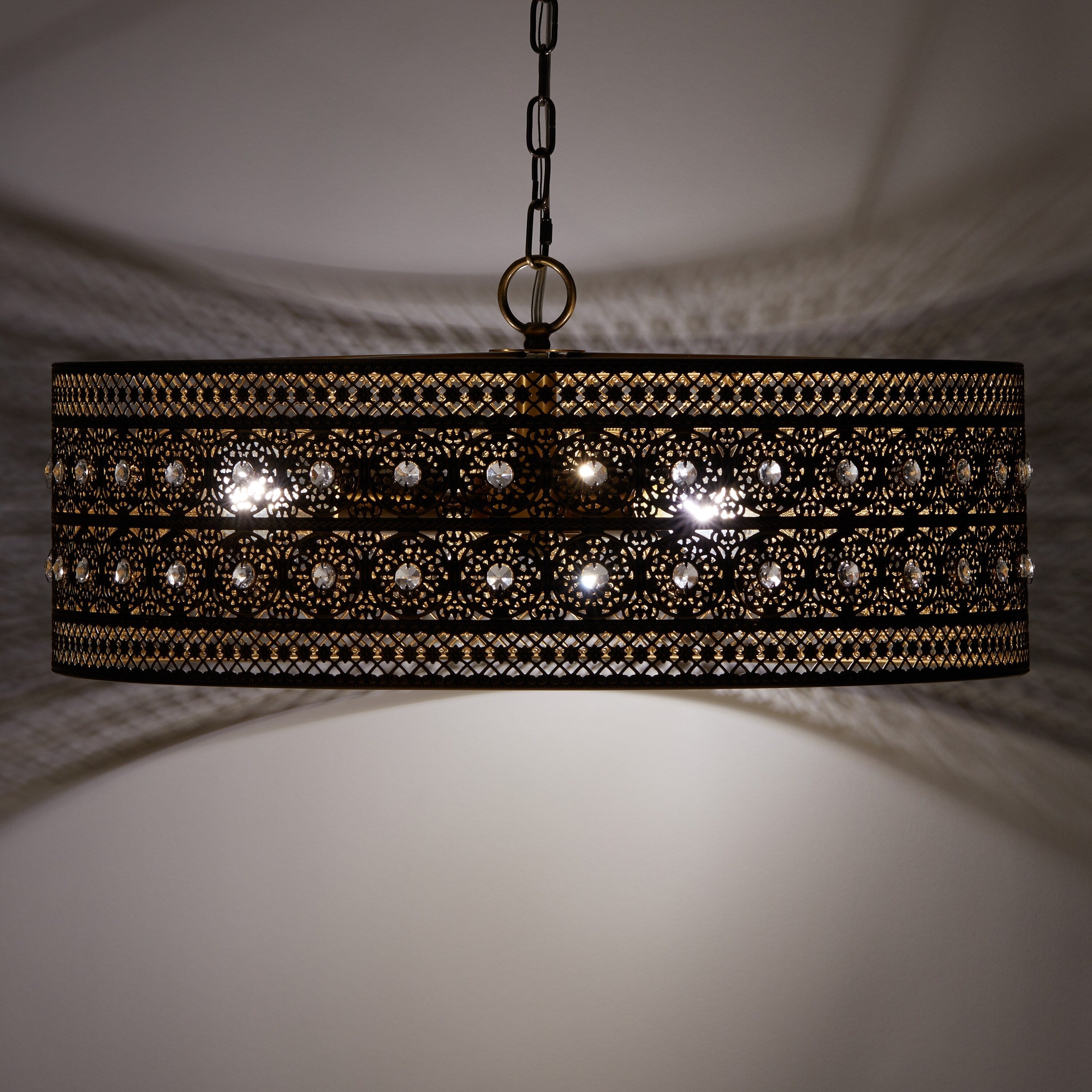 Lampadario River of Goods Bryar in ottone e cristallo da 23,5 W a 3 luci - 23,5 x 23,5 x 61,5
