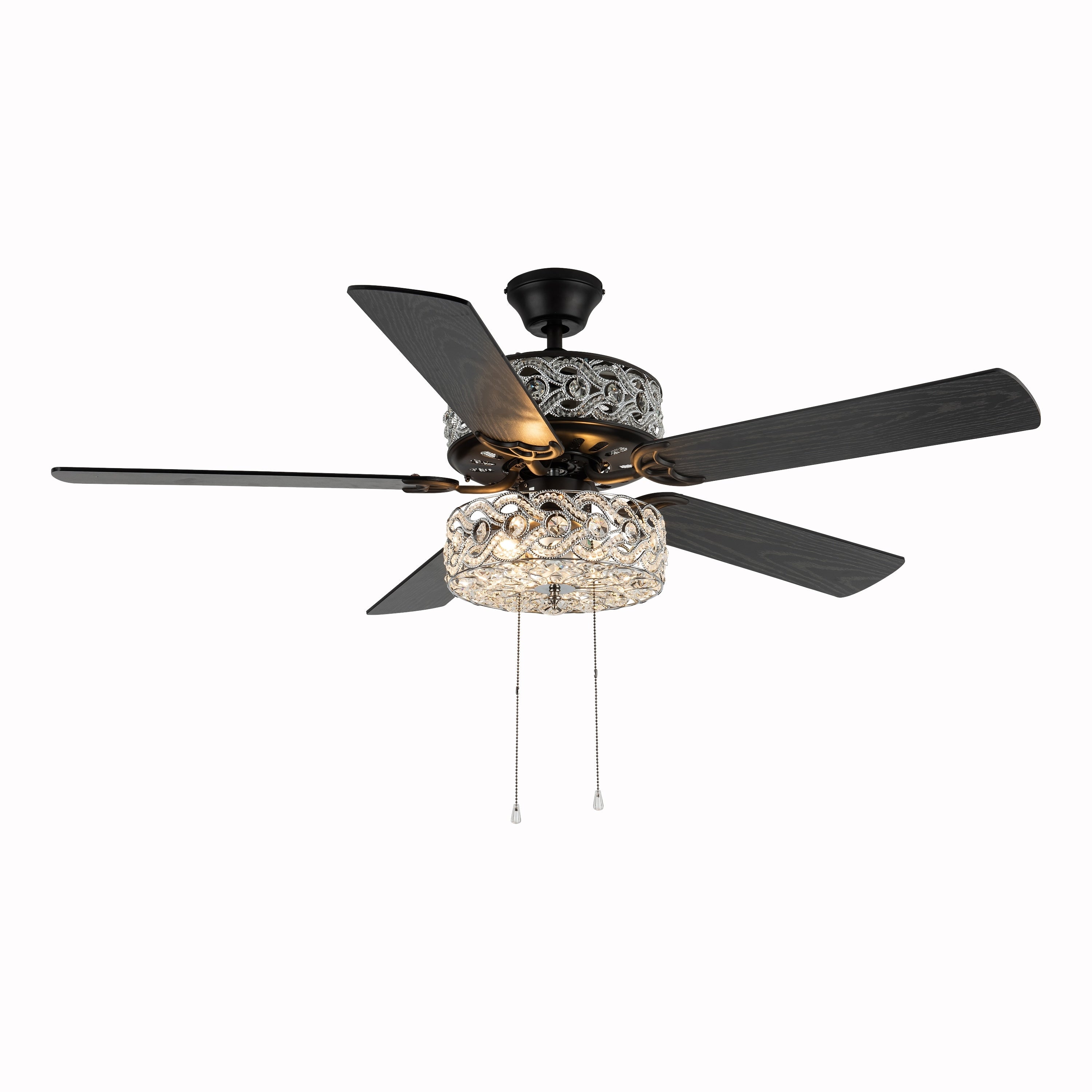 Ventilatore da soffitto a LED River of Goods Olivia da 52 pollici con finitura bronzo strofinato a olio/cristallo - 52L x 52W x 18,25H - 52L x 52W x 18,25H