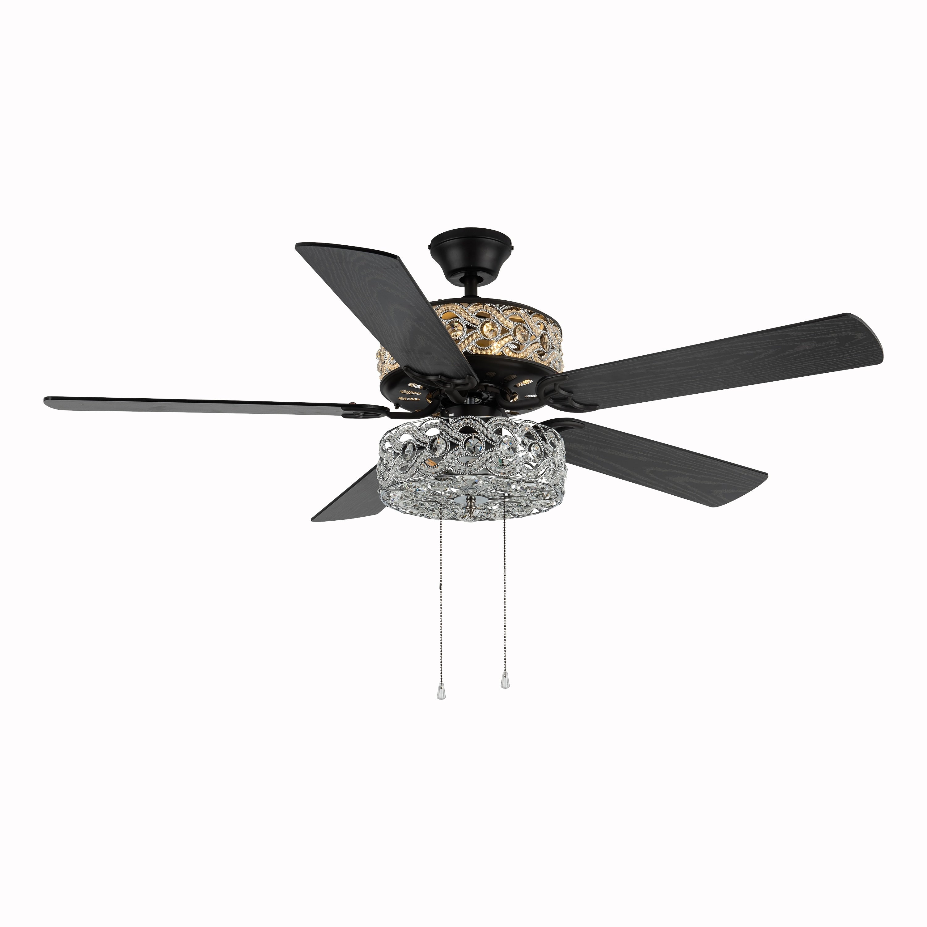 Ventilatore da soffitto a LED River of Goods Olivia da 52 pollici con finitura bronzo strofinato a olio/cristallo - 52L x 52W x 18,25H - 52L x 52W x 18,25H
