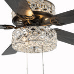 Ventilatore da soffitto a LED River of Goods Olivia da 52 pollici con finitura bronzo strofinato a olio/cristallo - 52L x 52W x 18,25H - 52L x 52W x 18,25H