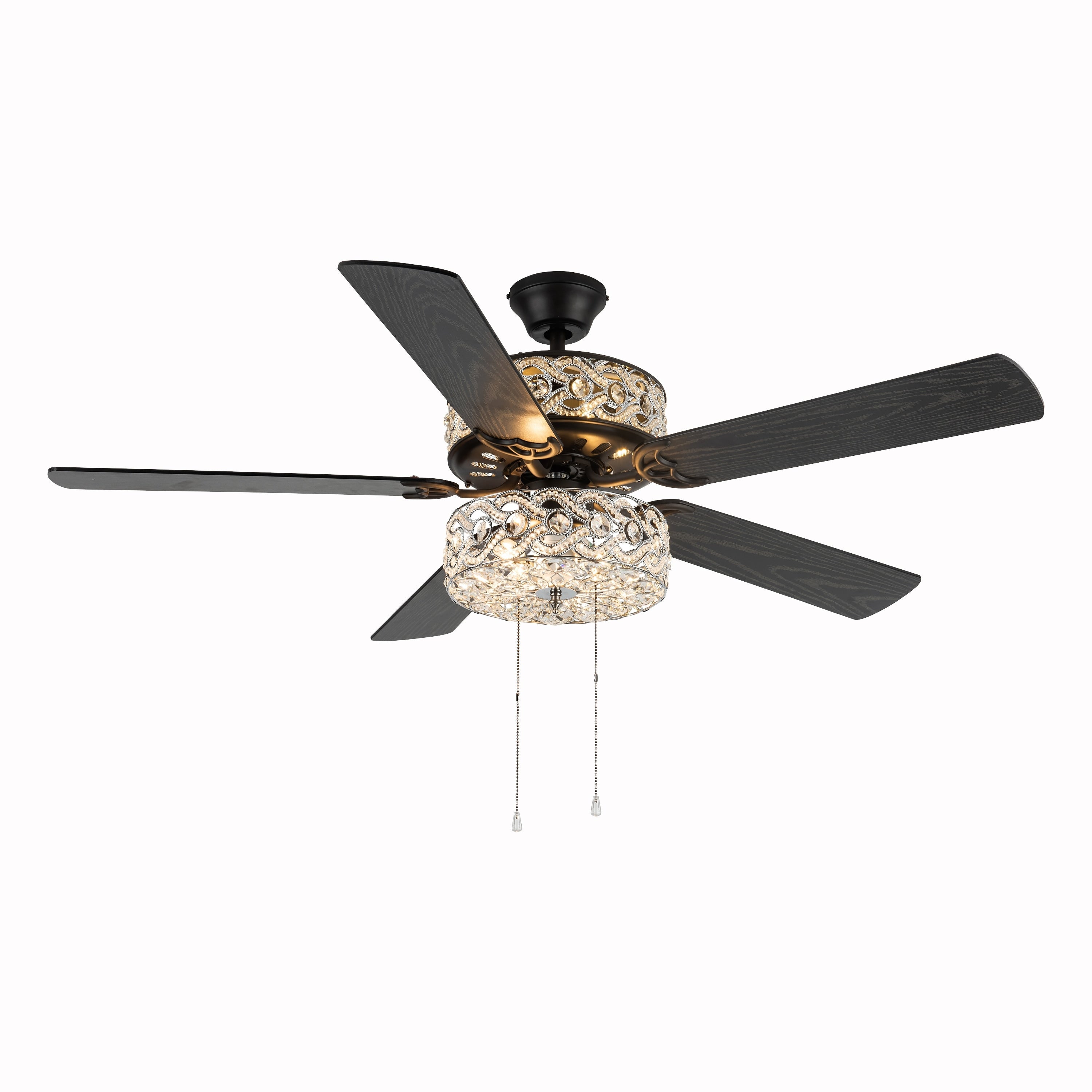 Ventilatore da soffitto a LED River of Goods Olivia da 52 pollici con finitura bronzo strofinato a olio/cristallo - 52L x 52W x 18,25H - 52L x 52W x 18,25H