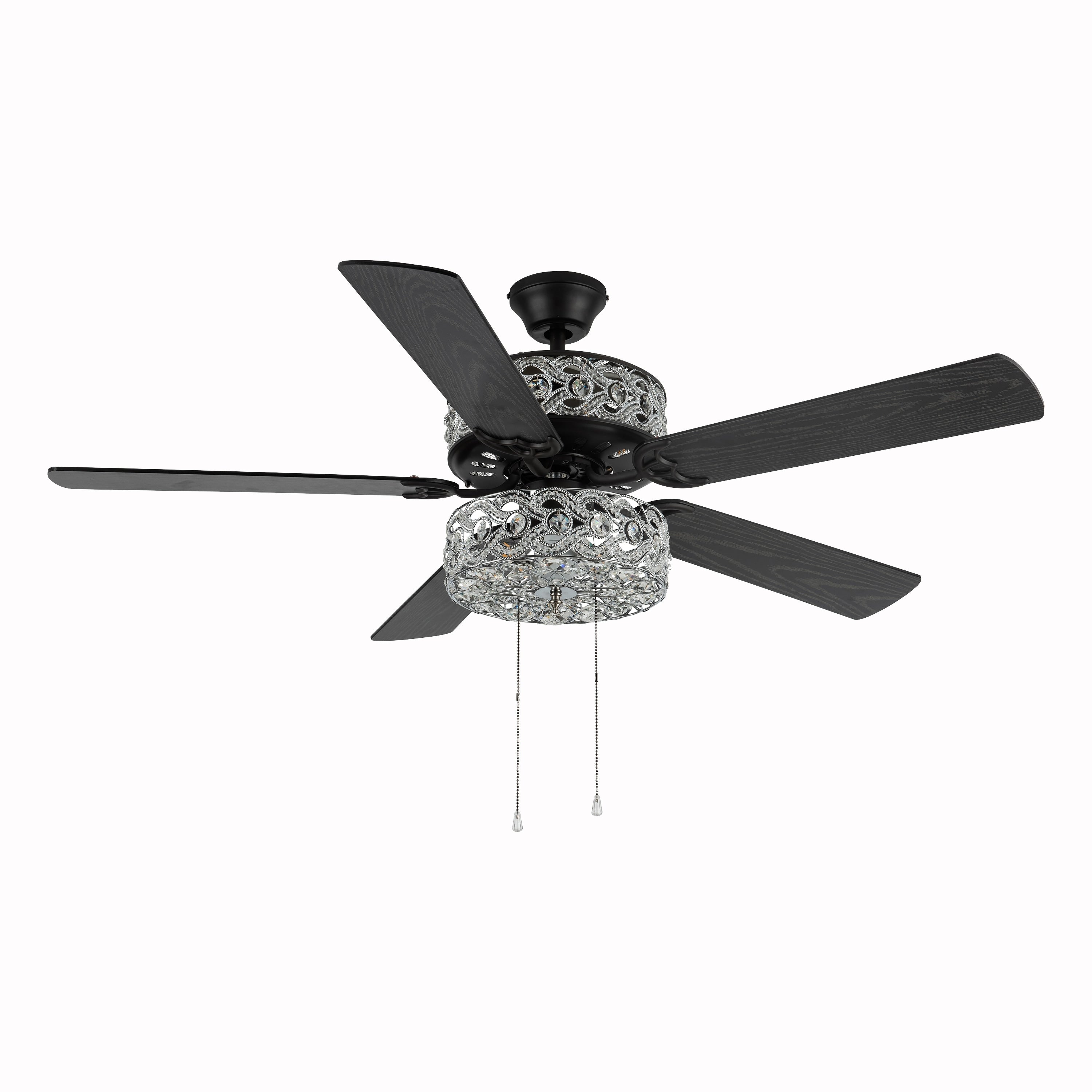 Ventilatore da soffitto a LED River of Goods Olivia da 52 pollici con finitura bronzo strofinato a olio/cristallo - 52L x 52W x 18,25H - 52L x 52W x 18,25H