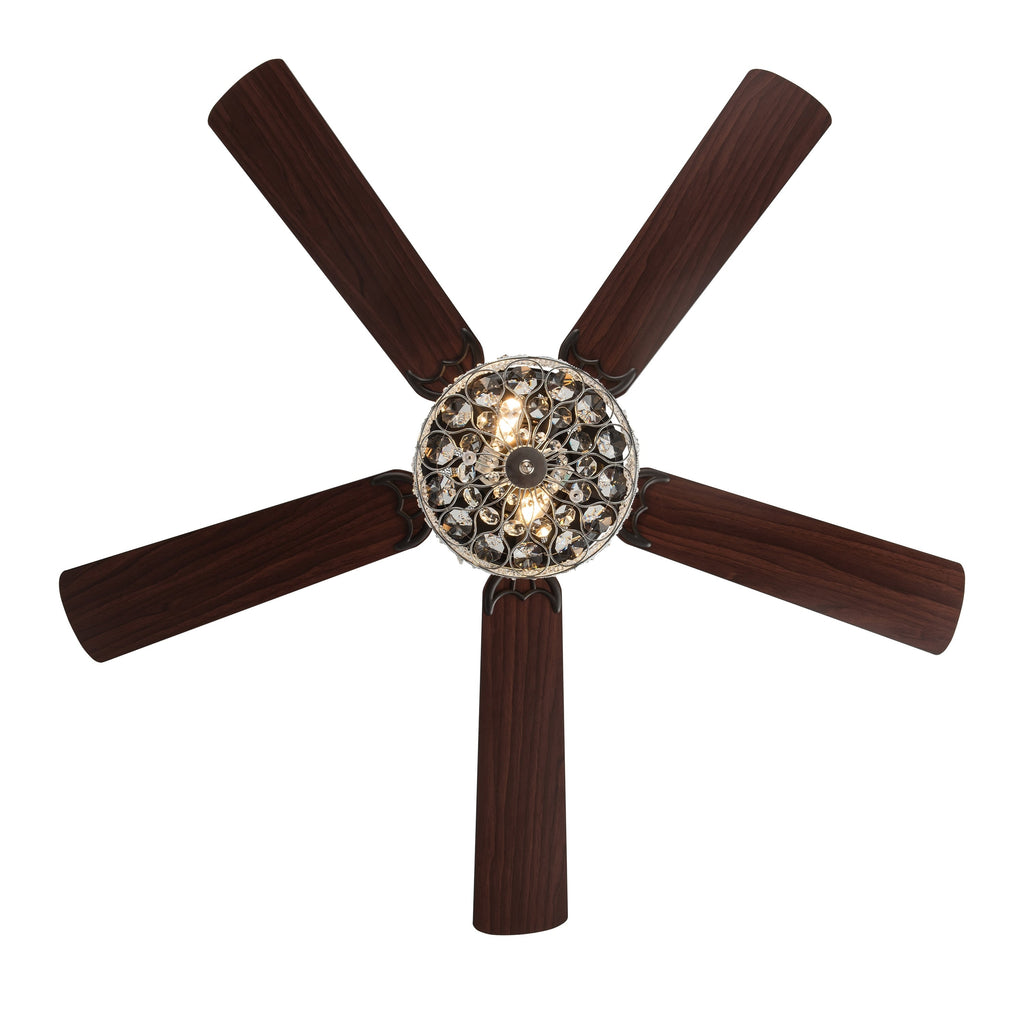 Ventilatore da soffitto a LED River of Goods Olivia da 52 pollici con finitura bronzo strofinato a olio/cristallo - 52L x 52W x 18,25H - 52L x 52W x 18,25H