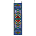 Pannello per finestra in vetro colorato vittoriano con motivo Fleur De Lis River of Goods - 9,5 L x 0,25 W x 36 H