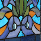 Pannello per finestra in vetro colorato vittoriano con motivo Fleur De Lis River of Goods - 9,5 L x 0,25 W x 36 H