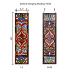 Pannello per finestra in vetro colorato vittoriano con motivo Fleur De Lis River of Goods - 9,5 L x 0,25 W x 36 H