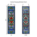 Pannello per finestra in vetro colorato vittoriano con motivo Fleur De Lis River of Goods - 9,5 L x 0,25 W x 36 H