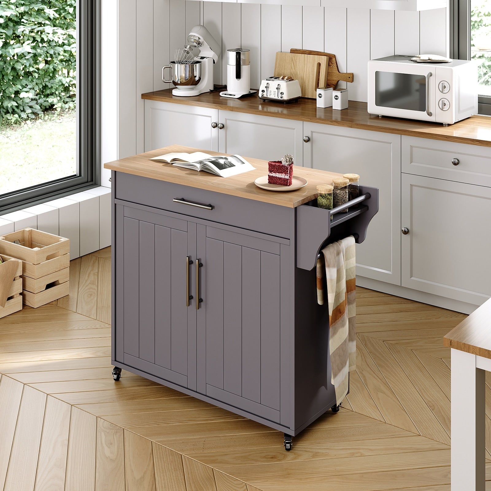 Isola da cucina mobile con mobile contenitore