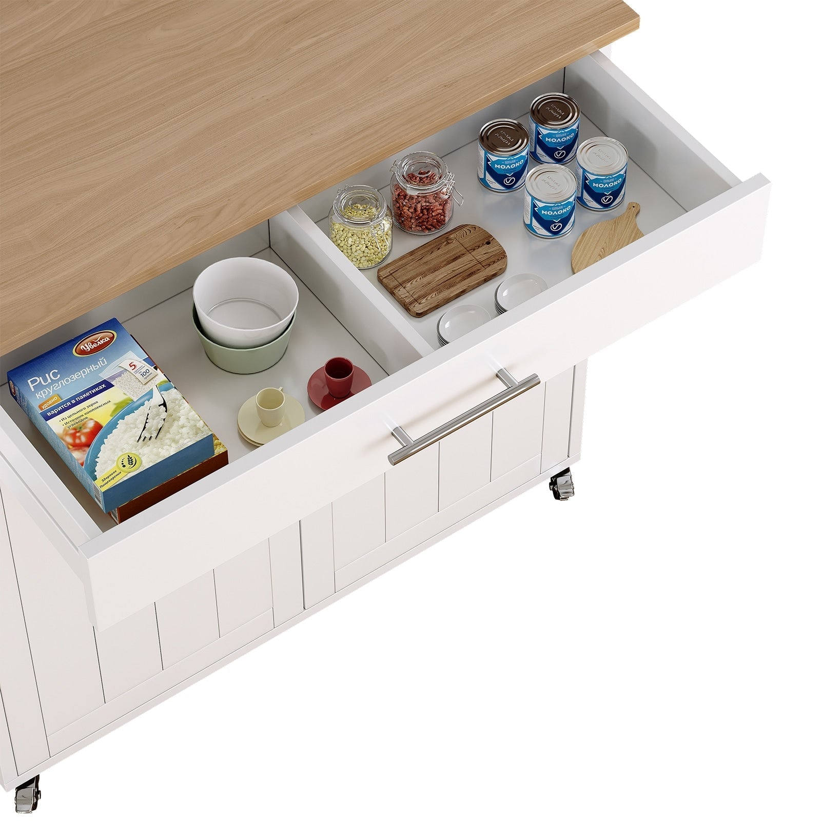 Isola da cucina mobile con mobile contenitore