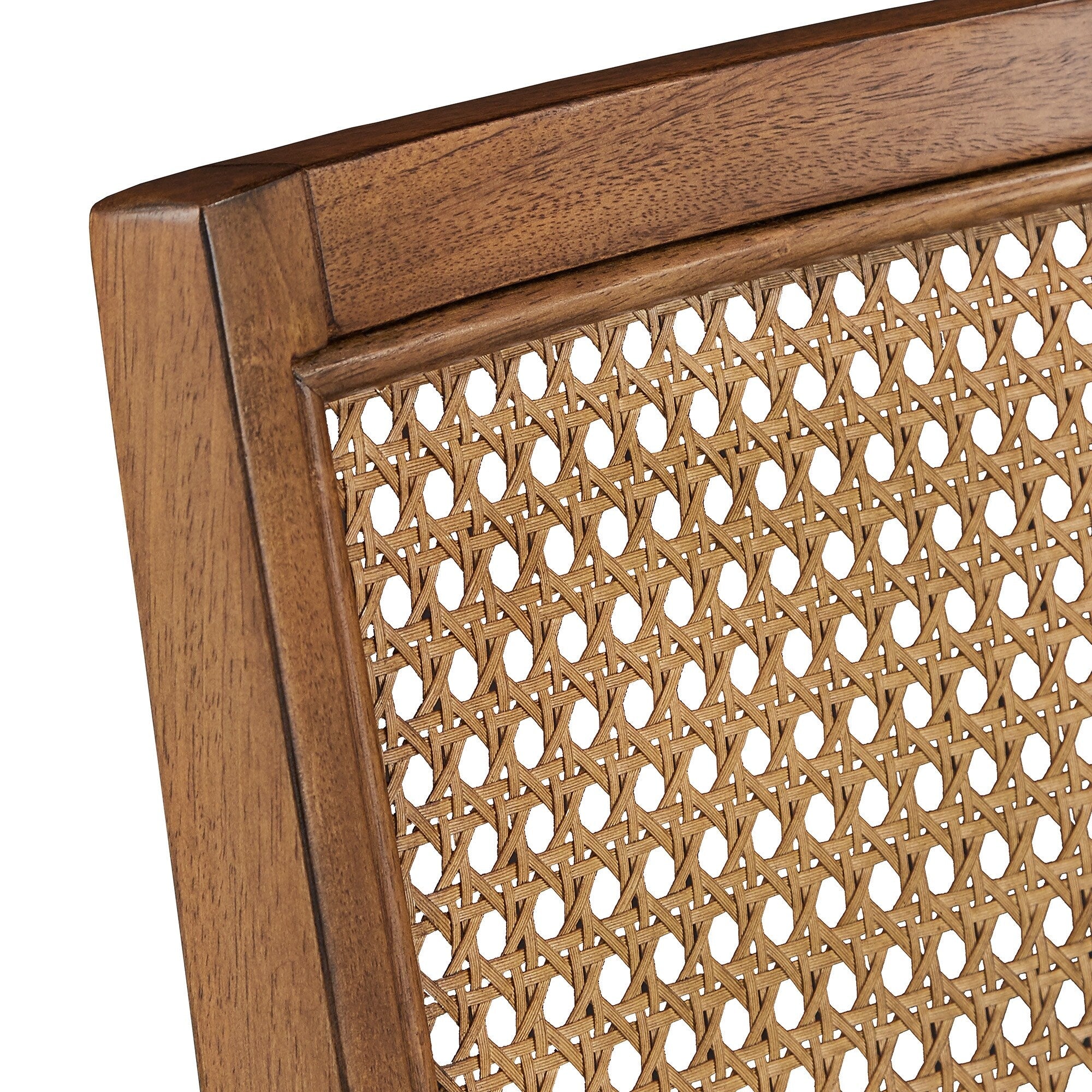Sedie da pranzo Ronda in lino beige con schienale in rattan (set di 2)