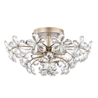 Lampada da soffitto a 6 luci Rosa in cristallo color champagne spazzolato color argento - 17,7 pollici di diametro x 8,7 pollici di altezza