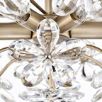 Lampada da soffitto a 6 luci Rosa in cristallo color champagne spazzolato color argento - 17,7 pollici di diametro x 8,7 pollici di altezza