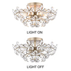 Lampada da soffitto a 6 luci Rosa in cristallo color champagne spazzolato color argento - 17,7 pollici di diametro x 8,7 pollici di altezza